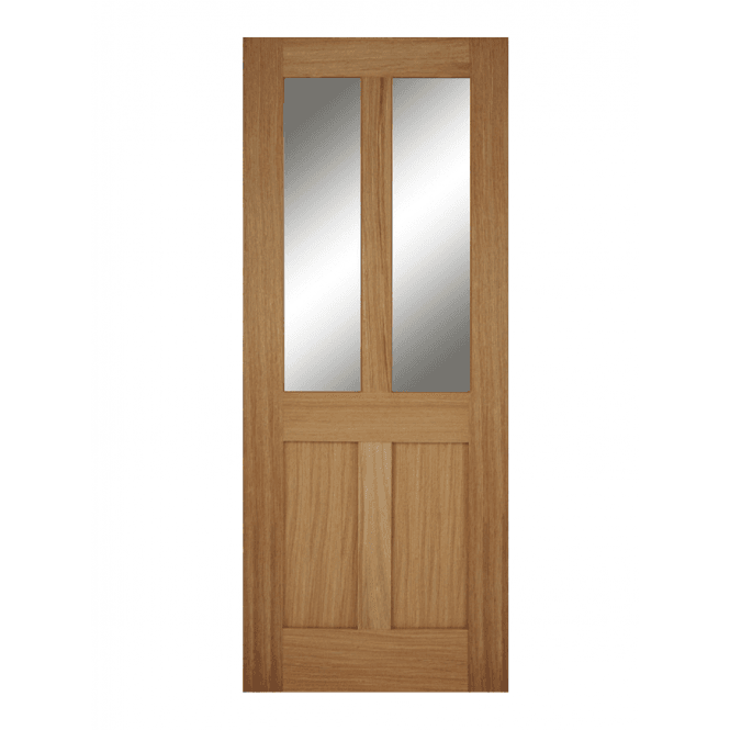 Mendes Bristol Un-Finished Oak 2 Panel 2 Light Shaker Clear Internal Glazed Door