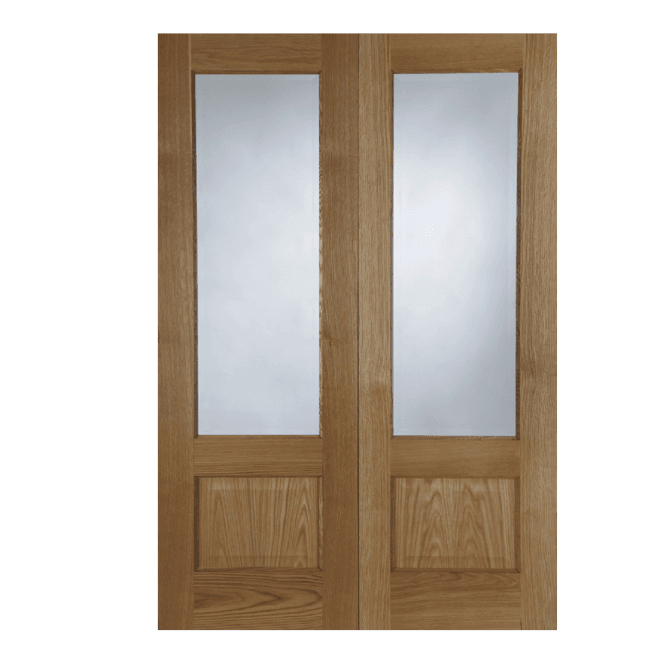 Mendes Chiswick Pre-Finished Oak 1 Light Pair RHPO Clear Internal Glazed Door
