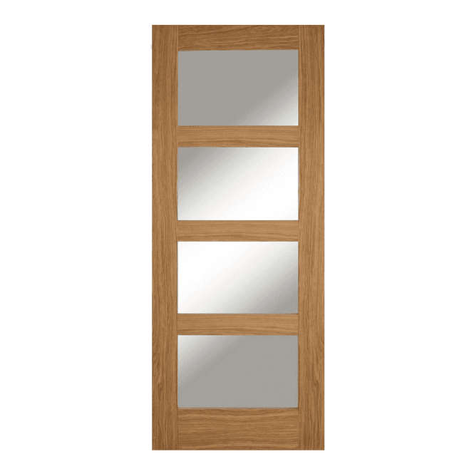 Mendes Contemporary Un-Finished Oak 4 Light Clear Internal Glazed Door