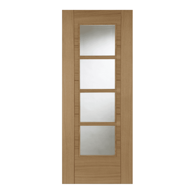 Mendes Iseo Crown Cut Pre-Finished Oak 4 light Glazed FD30 Fire Door
