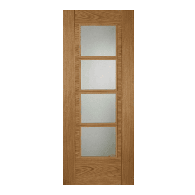 Mendes Iseo Quarter Cut Pre-Finished Oak 4 Light Central Clear Internal Glazed Door