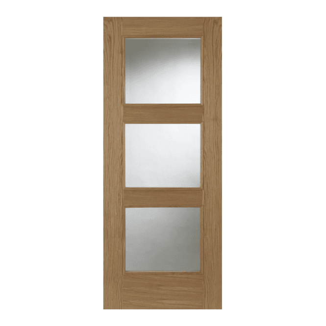 Mendes Madrid Raised Moulding Pre-Finished Oak 3 Light Clear Internal Glazed Door
