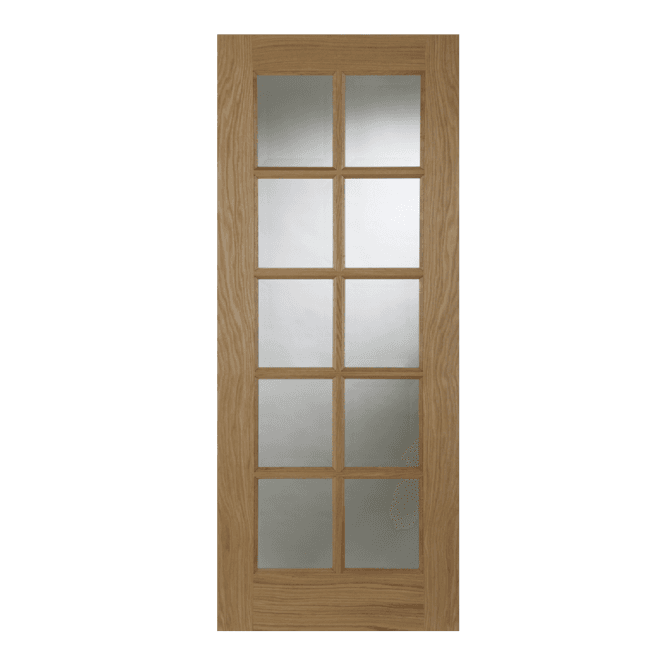 Mendes Un-Finished Oak 10 Light Clear Internal Glazed Door