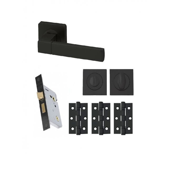 Intelligent Hardware Cube Lever Square Rose in Matt Black RAL9004 - Privacy Pack