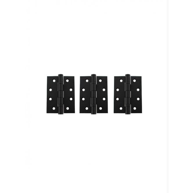 Atlantic Ball Bearing Hinges Grade 13 Fire Rated 4" x 3" x 3mm set of 3 - Matt Black