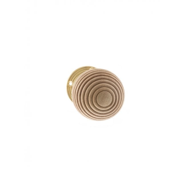 Atlantic Old English Bridlington Wood Reeded Beehive Door Knob on Face Fix Rose - Polished Brass