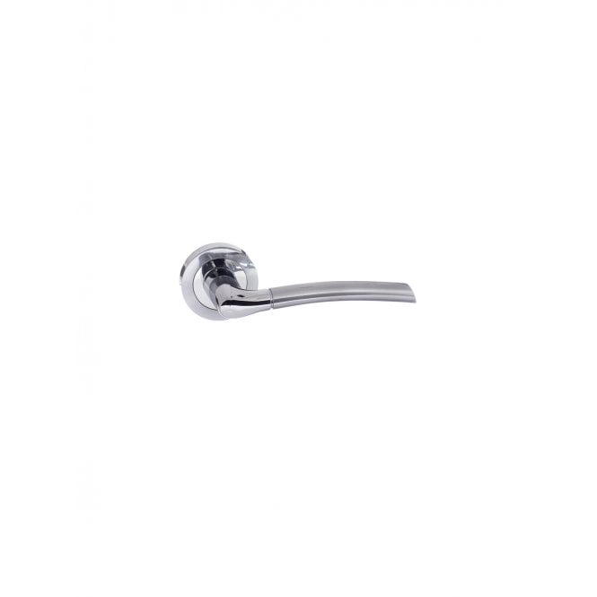 Atlantic Status Indiana Lever on Round Rose - Satin Chrome/Polished Chrome