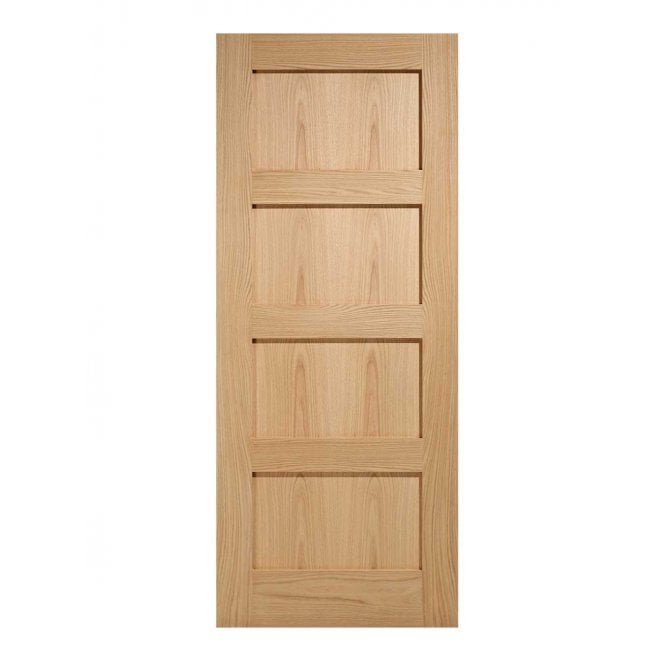 LPD Oak Shaker 4-Panel Pre-Finished FD30 Fire Door