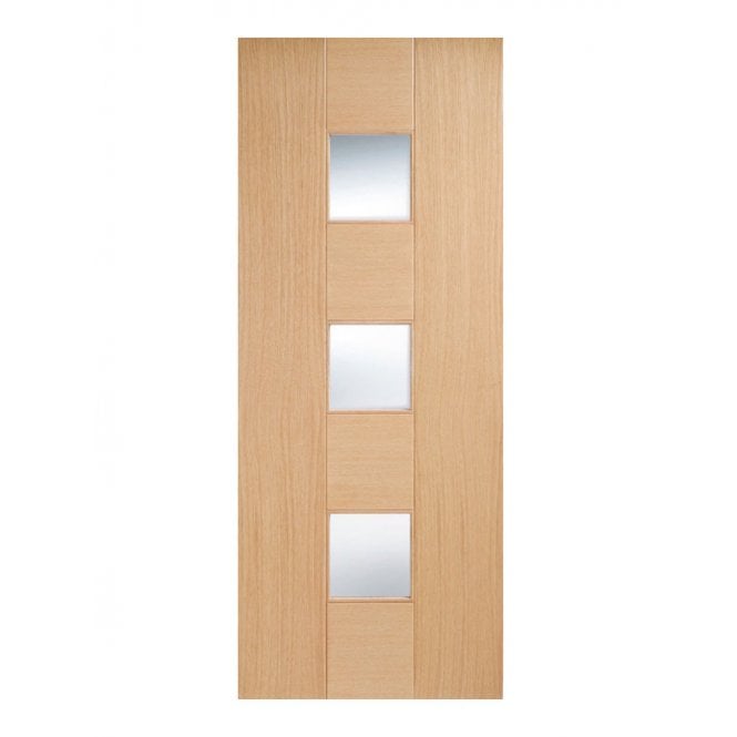 LPD Oak Catalonia Clear Glazed 3L Internal Glazed Door
