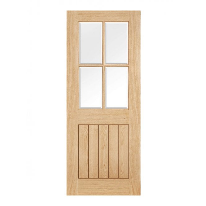 LPD Oak Belize 4 Light Clear Bevelled Glass Internal Door