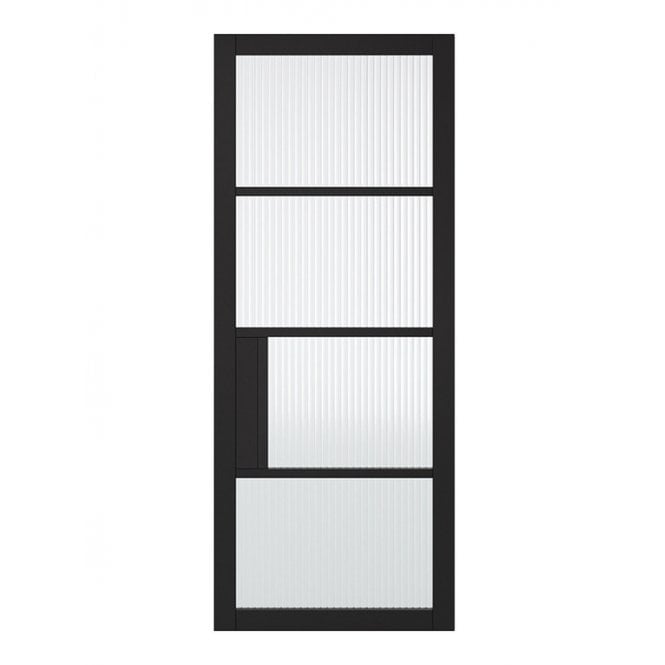 LPD Black Chelsea 4L Reeded Glass Internal Glazed Door