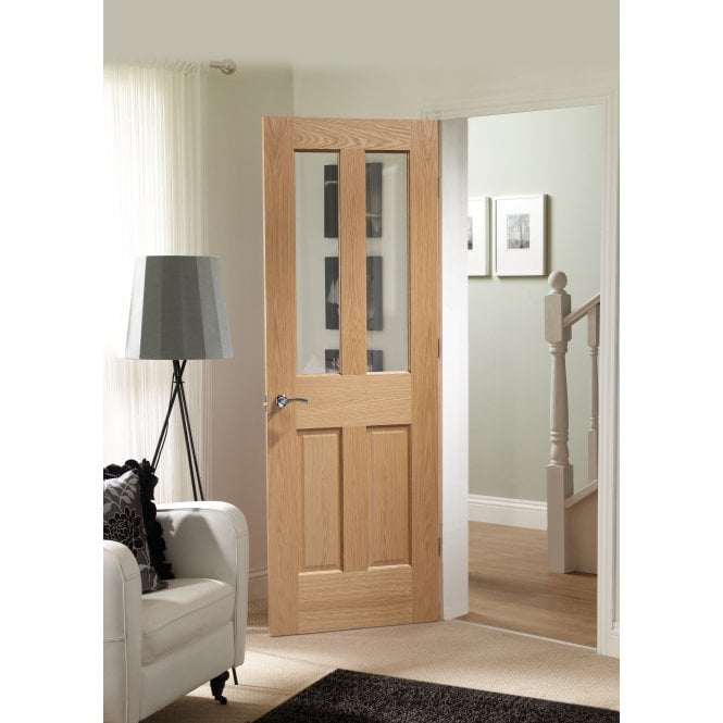 XL Joinery Malton Oak Bevelled Glass Clear Internal Glazed Door