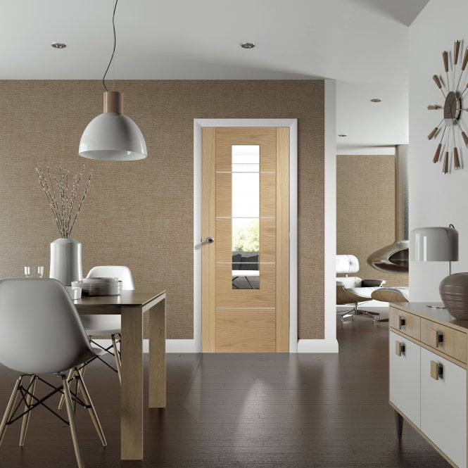 XL Joinery Portici Pre-Finished Oak Clear Internal Glazed Door