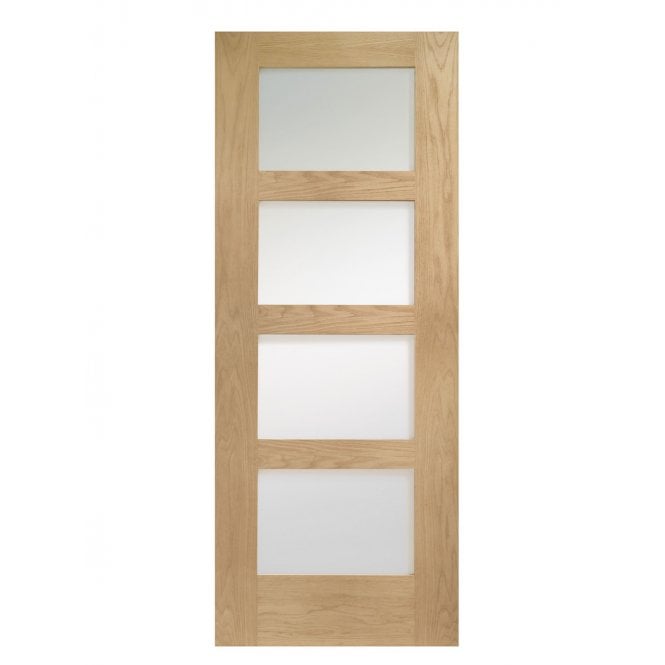 XL Joinery Shaker 4 Light Pre-finished Oak Clear Internal Glazed Door