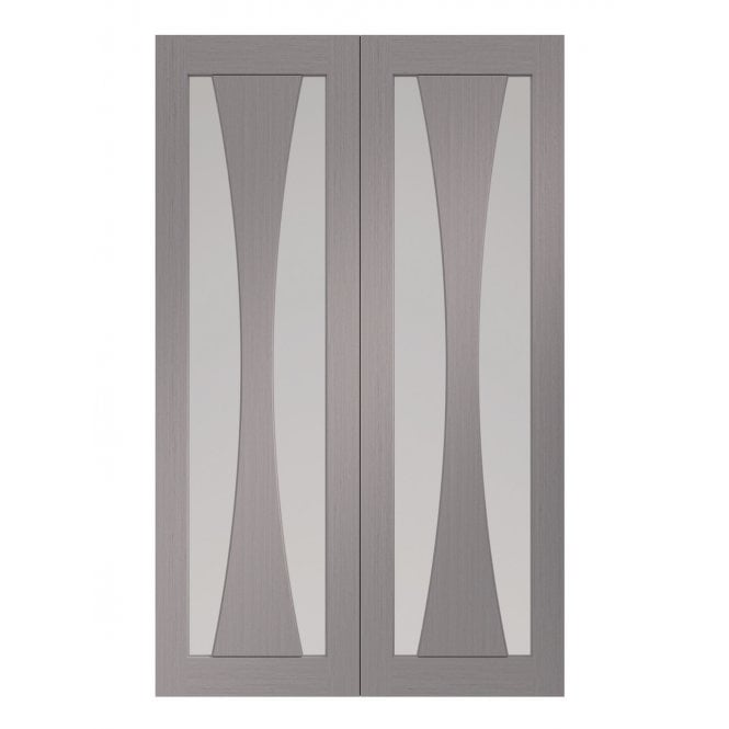 XL Joinery Verona Light Grey Internal Clear Glazed Door Pair