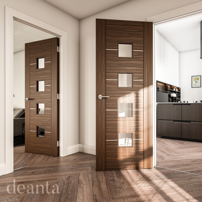 Deanta Valencia Prefinished Walnut Internal Glazed Door