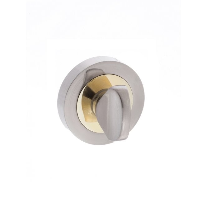 Atlantic Status WC Turn and Release on Round Rose - Satin Nickel/Polished Brass