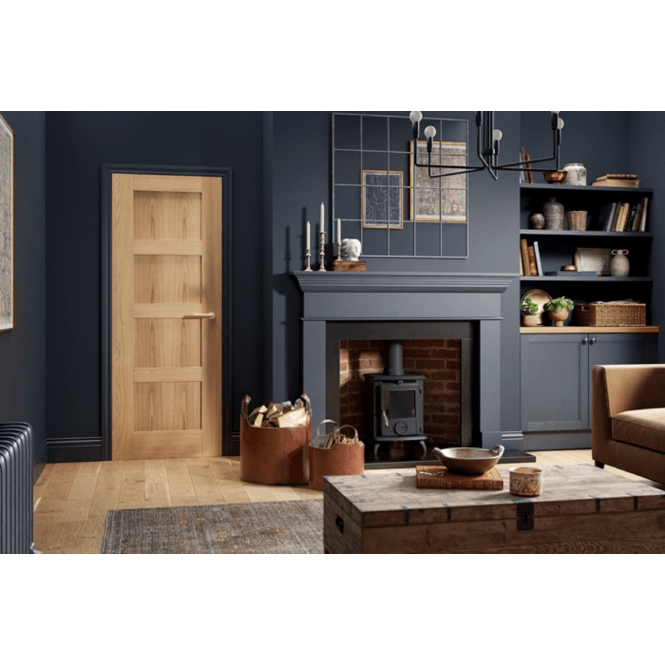 LPD Oak Shaker 4-Panel Pre-Finished FD30 Fire Door