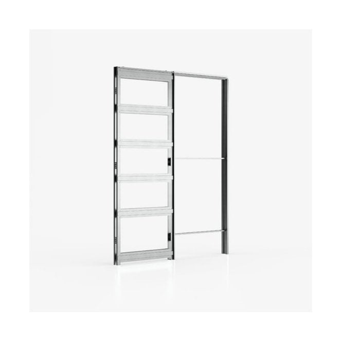 Deanta Single Pocket Door Kit 125mm - White Frame / Matt Black Hardware