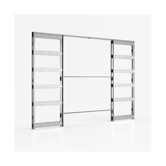 Deanta Double Pocket Door Kit 100mm - Oak Frame / Satin Chrome Hardware