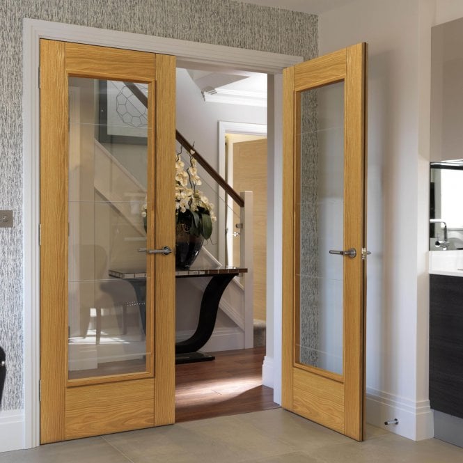 JB Kind Medina Oak Clear Internal Glazed Door