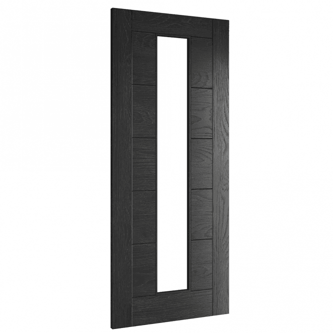Deanta Seville Pre-Finished Brushed Black Oak Glazed 1L FSC Internal Glazed Door
