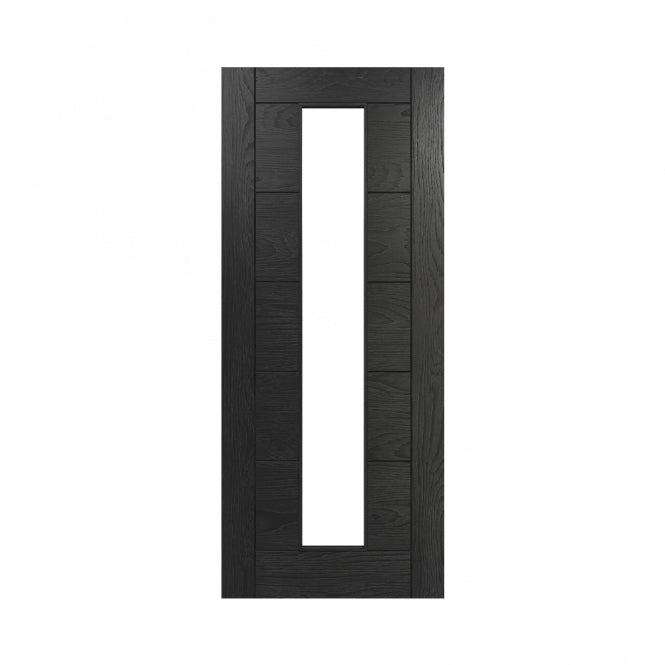 Deanta Seville Pre-Finished Brushed Black Oak Glazed 1L FSC Internal Glazed Door