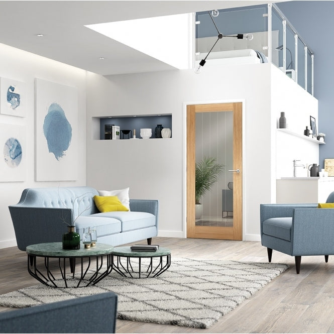 LPD Pre-Finished Oak Mexicano FD30 Glazed Fire door