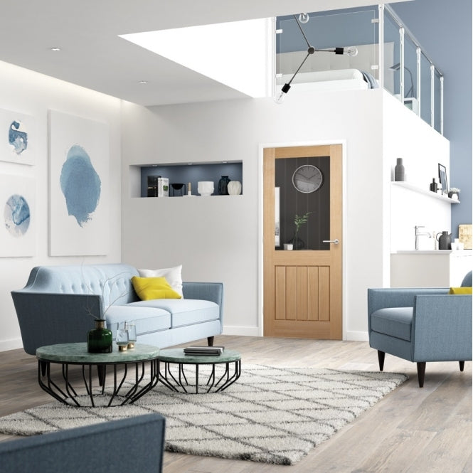 LPD Oak Mexicano Half Light Glazed Fire Door