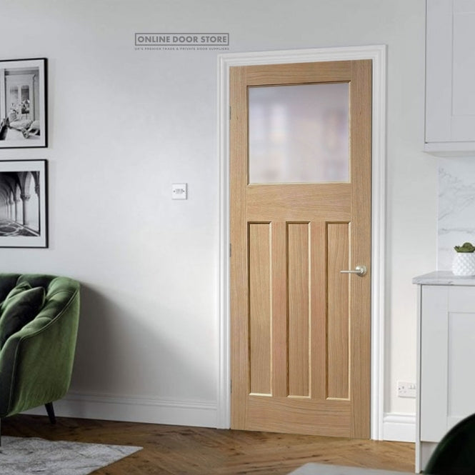 LPD 1930's Oak 4 Panel Internal Glazed Door