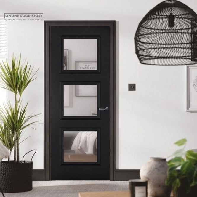 LPD Antwerp Primed Black 3 Light Internal Glazed Door