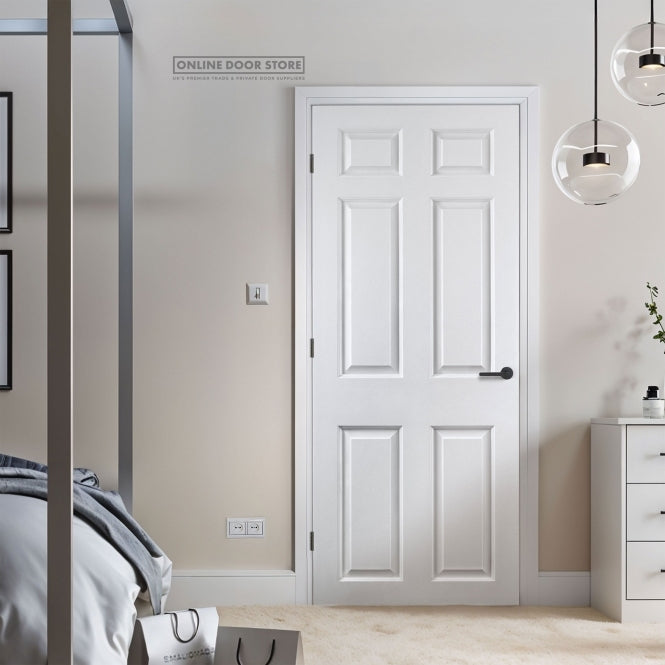 LPD White Moulded Smooth 6-Panel Square Top FD30 Fire Door