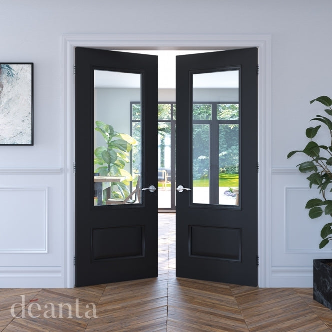 Deanta Sandringham Black Pre-Finished Internal Glazed Door