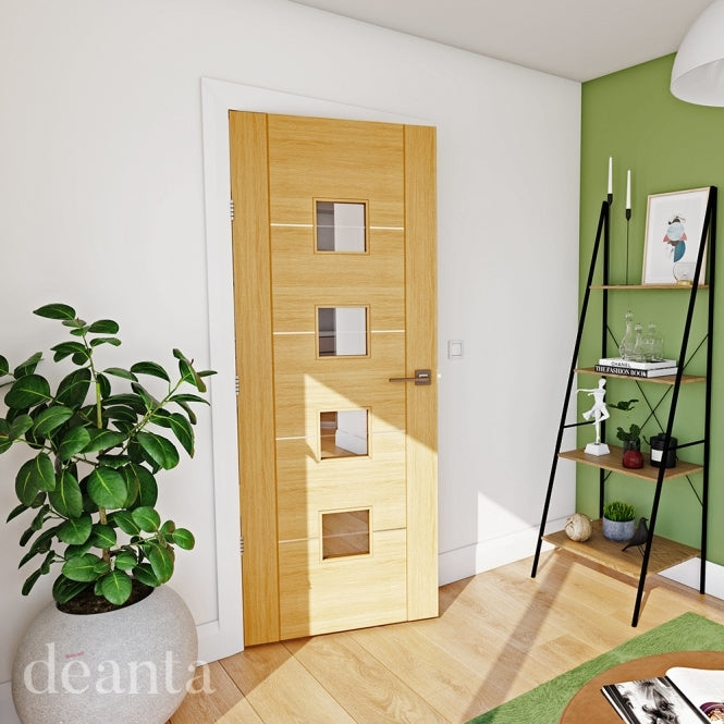 Deanta Valencia Prefinished Oak Internal Glazed Door