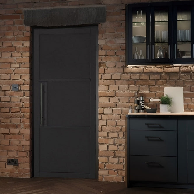 LPD Black Tribeca 3 Panel Solid Internal Door