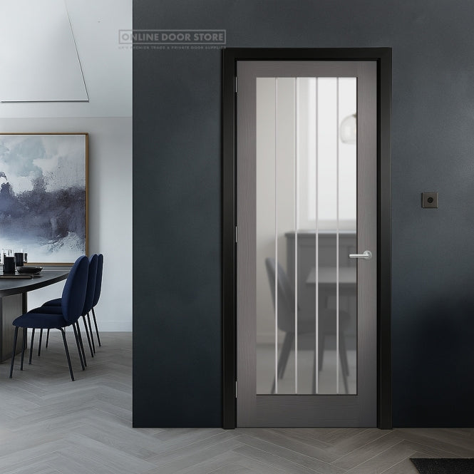 LPD Grey Moulded Textured Vertical 1L Internal Glazed Door
