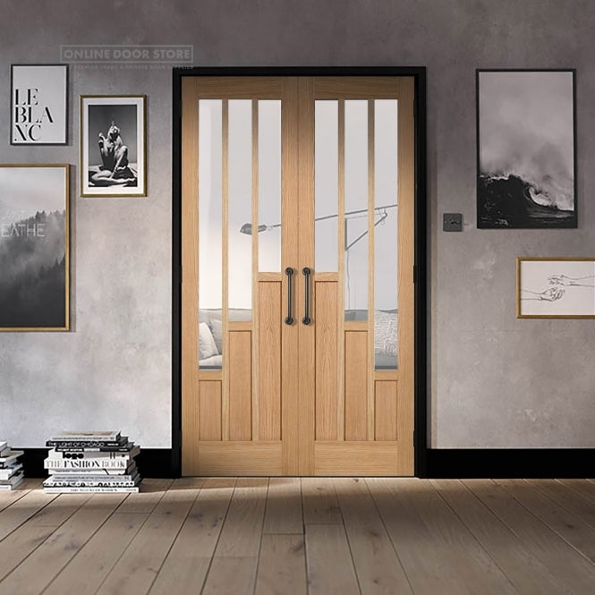 LPD Oak Coventry PrePre-Finished Internal Glazed Door 3L Pairs