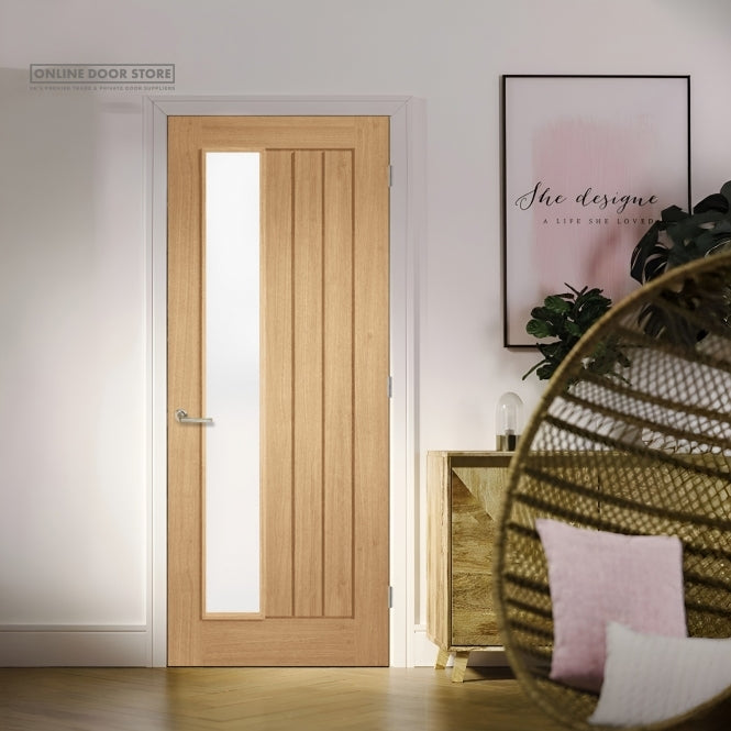 LPD Pre-finished Mexicano Offset Frosted Internal Glazed Door