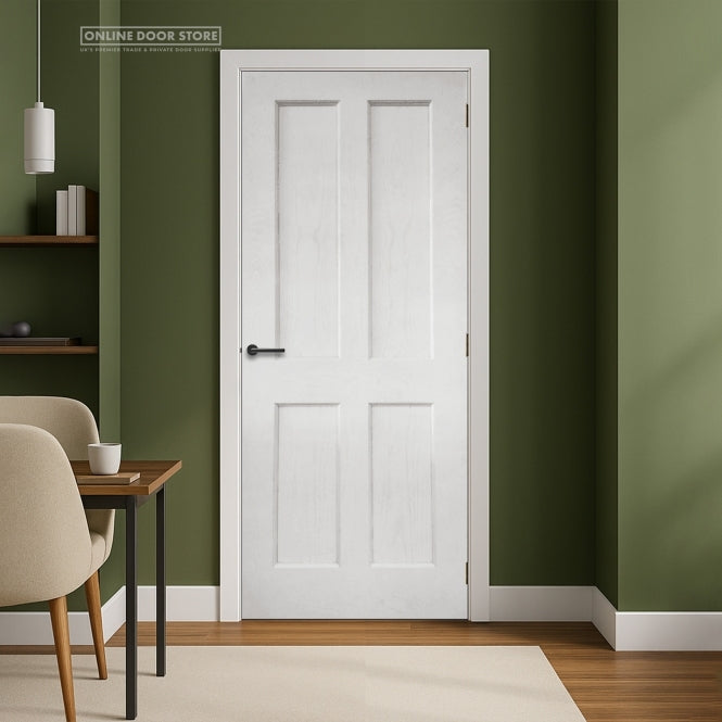 Mendes Essex White Primed Oak 4 Panel Internal FD30 Fire Door