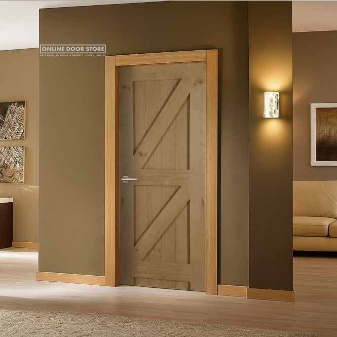 Mendes Framed Ledged and Braced Un-Finished Oak Flush Internal Door