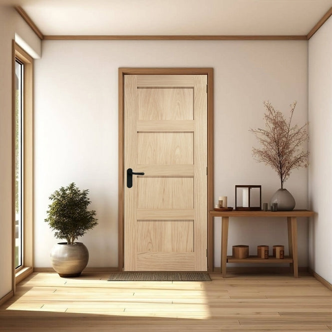 Aster Contemporary Shaker Four Panel Unfinished Oak Internal Door