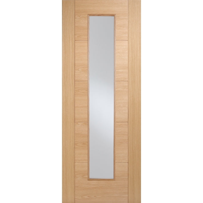Aster Horizontal Five Panel V-Groove Unfinished Oak Long Light Glazed Door