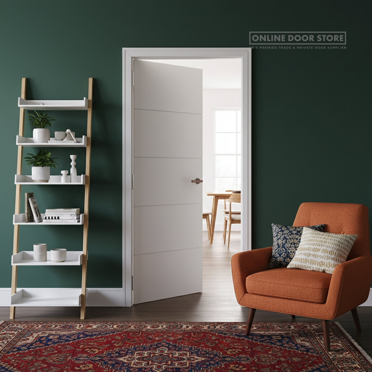 LPD White Moulded Horizontal Four Line Internal Door