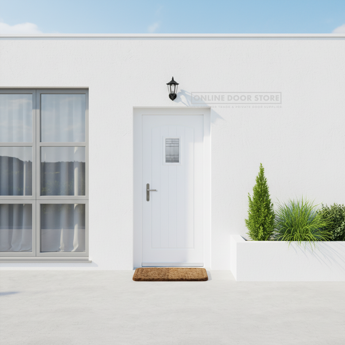 LPD GRP Cottage White External Glazed Door 1L