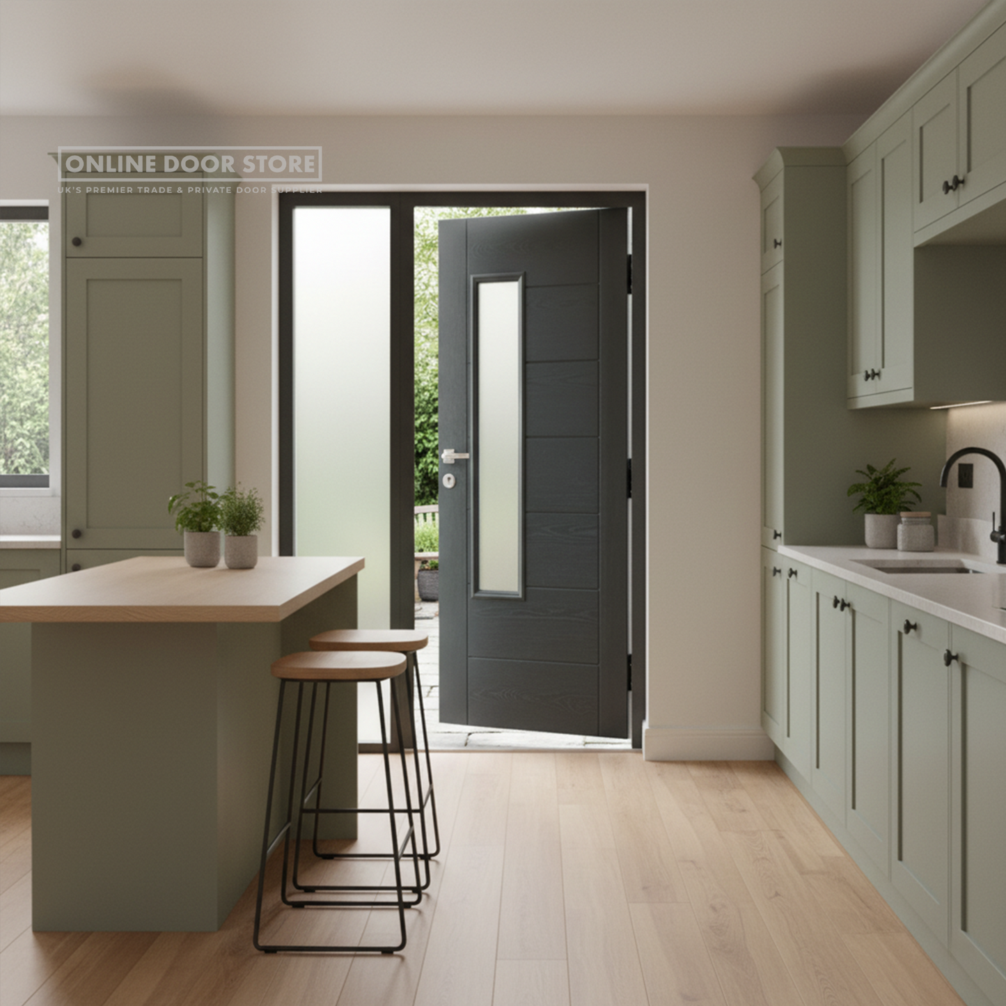 LPD GRP Newbury Grey External Glazed Door 1L