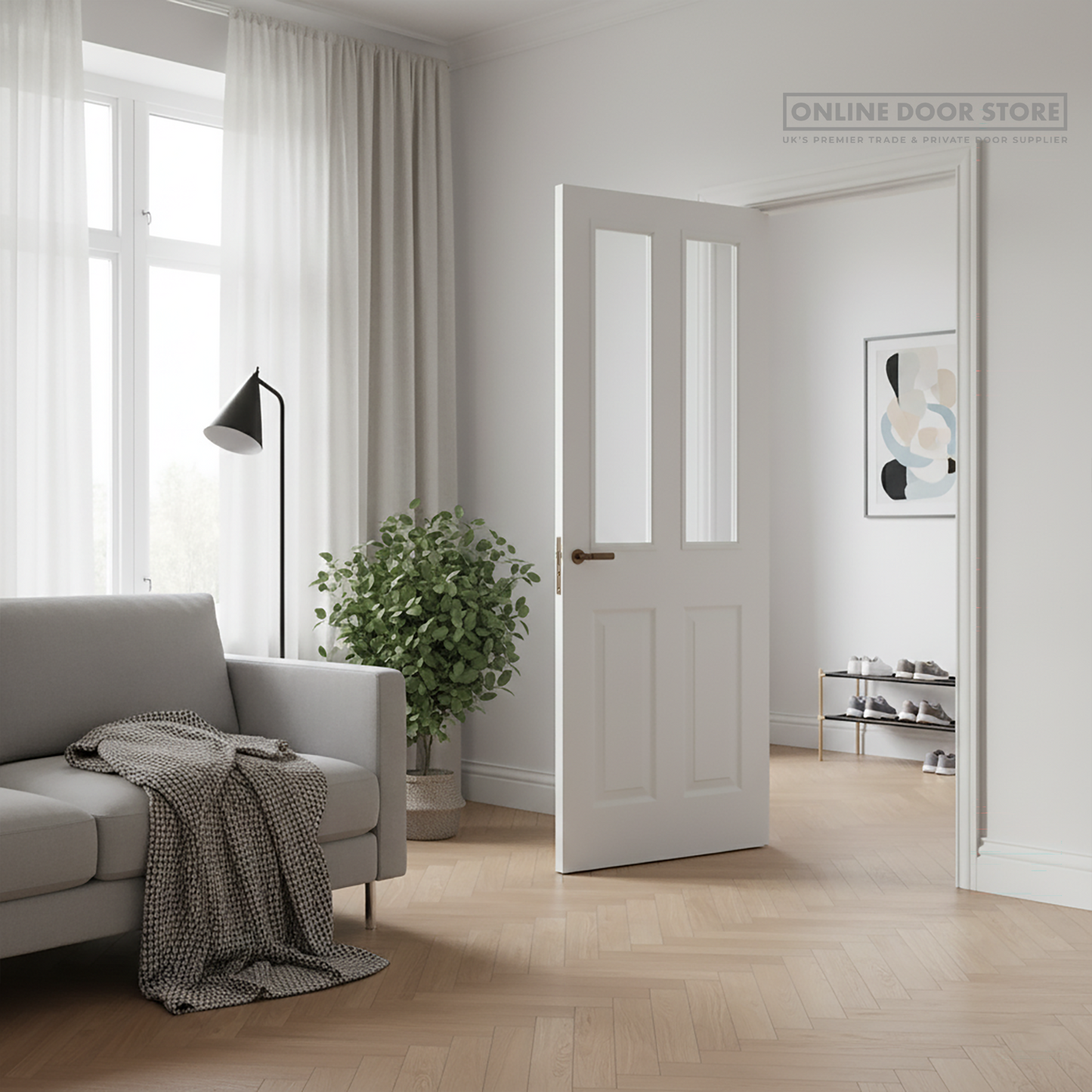 LPD White Moulded Internal Glazed Door 2-Panel 2L