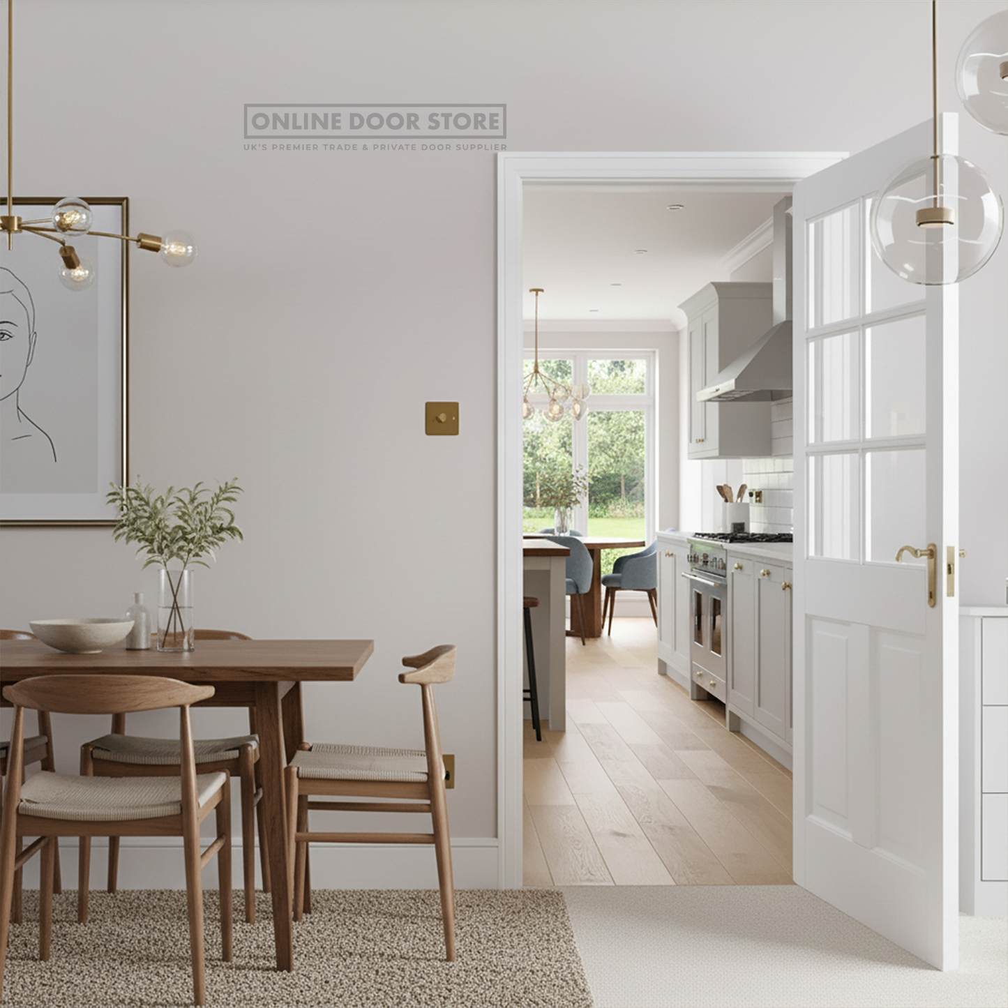 LPD White Canterbury 2-Panel Internal Glazed Door 6L