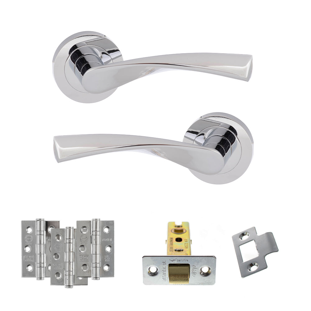 Atlantic Eco Aqua Door Handle Pack Latch Set - Polished Chrome - Fire Door Pack