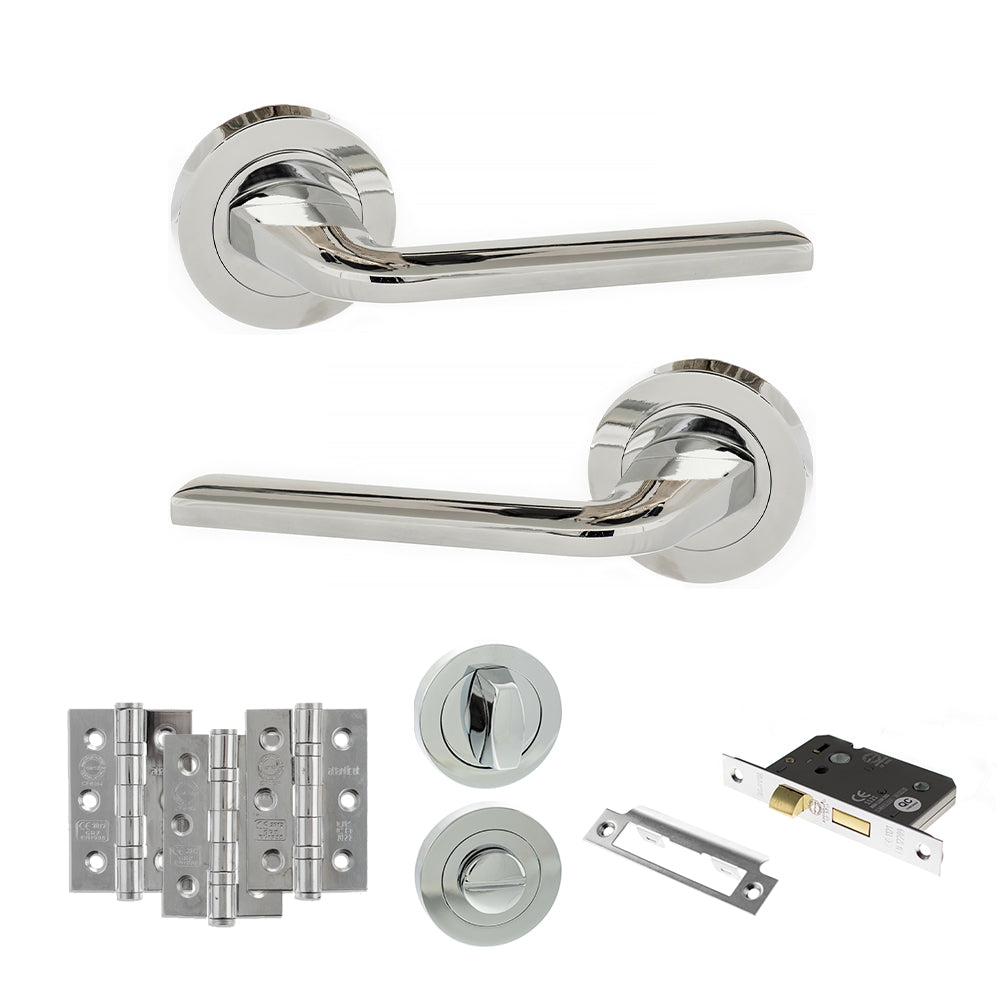 Atlantic Eco Surf Door Handle Pack Bathroom Set - Polished Chrome - Privacy Fire Door Pack