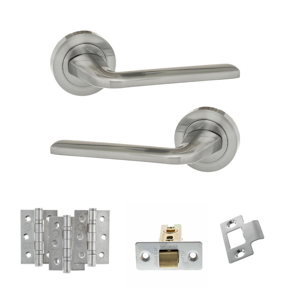 Atlantic Eco Surf Door Handle Pack Latch Set - Satin Chrome - Fire Door Pack
